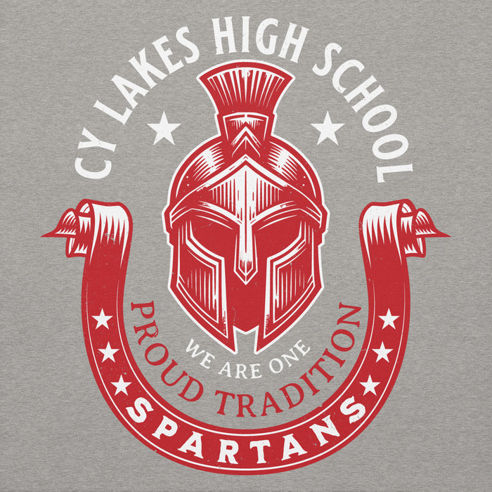 Close-up view of Cypress Lakes High School Spartans Heather Grey Premium Unisex Hoodie 229
