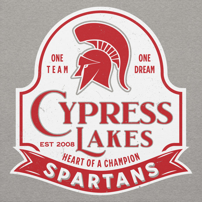 Close-up view of Cypress Lakes High School Spartans Heather Grey Premium Unisex Hoodie 219