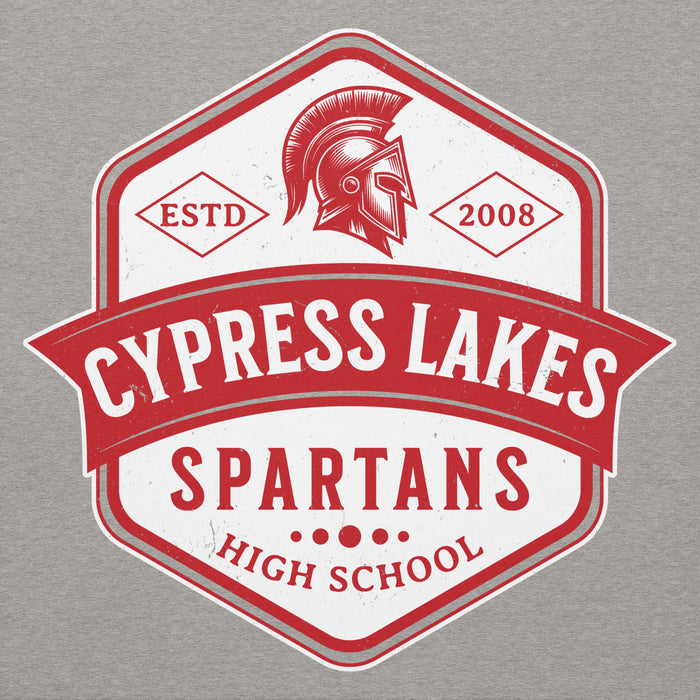 Close-up view of Cypress Lakes High School Spartans Heather Grey Premium Unisex Hoodie 209