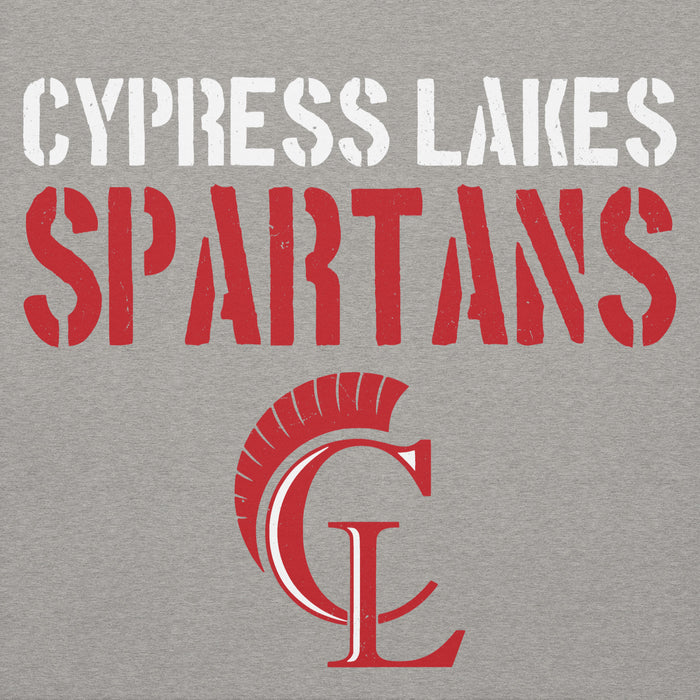 Close-up view of Cypress Lakes High School Spartans Heather Grey Premium Unisex Hoodie 017