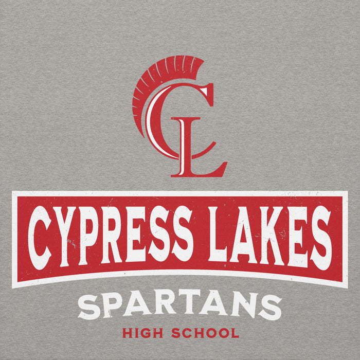 Close-up view of Cypress Lakes High School Spartans Heather Grey Premium Unisex Hoodie 202
