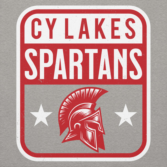 Close-up view of Cypress Lakes High School Spartans Heather Grey Premium Unisex Hoodie 001