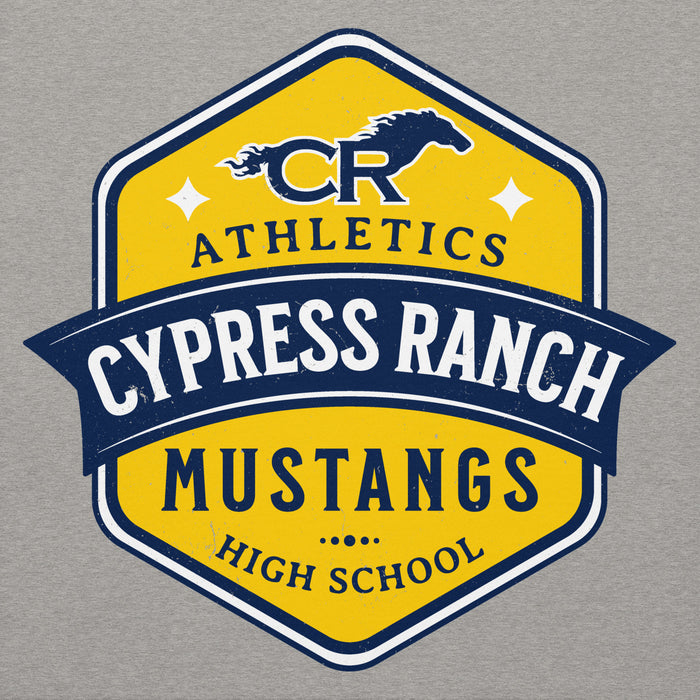 Close-up view of Cypress Ranch High School Mustangs Heather Grey Premium Unisex Hoodie 209