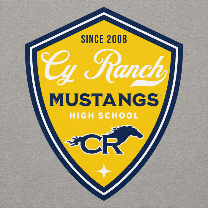 Close-up view of Cypress Ranch High School Mustangs Heather Grey Premium Unisex Hoodie 225