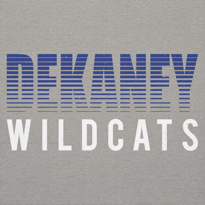 Close-up view of Dekaney High School Wildcats Heather Grey Premium Unisex Hoodie 024