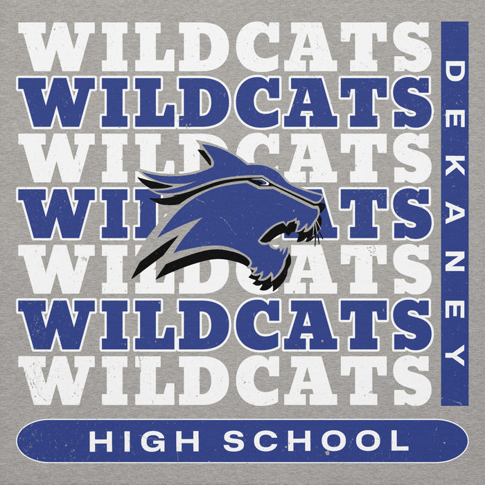 Close-up view of Dekaney High School Wildcats Heather Grey Premium Unisex Hoodie 235