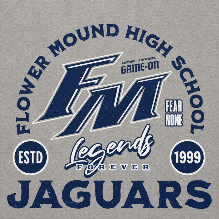 Close-up view of Flower Mound High School Jaguars Carbon Grey Premium Hoodie 208