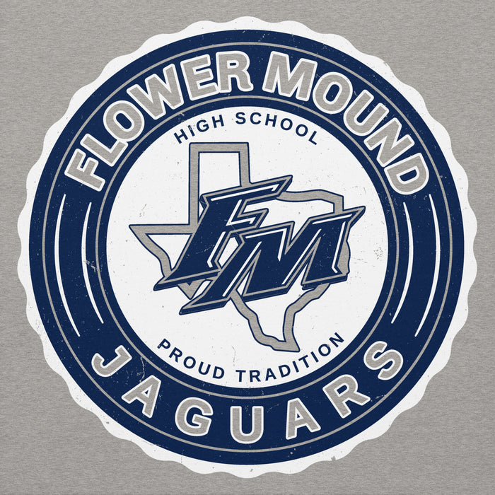 Close-up view of Flower Mound High School Jaguars Navy Blue Premium Hoodie 216