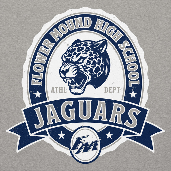 Close-up view of Flower Mound High School Jaguars Navy Blue Premium Hoodie 212