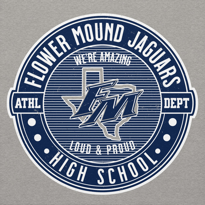 Close-up view of Flower Mound High School Jaguars Navy Blue Premium Hoodie 224