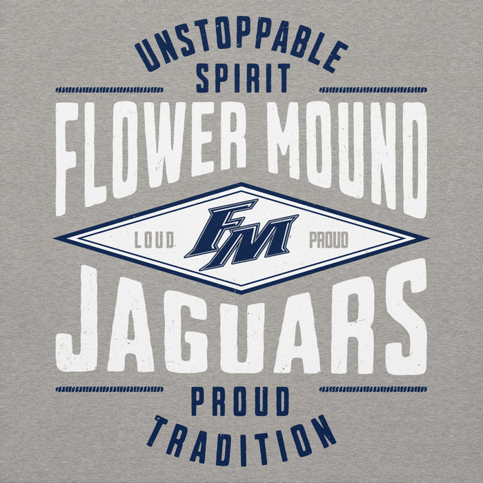 Close-up view of Flower Mound High School Jaguars Navy Blue Premium Hoodie 210
