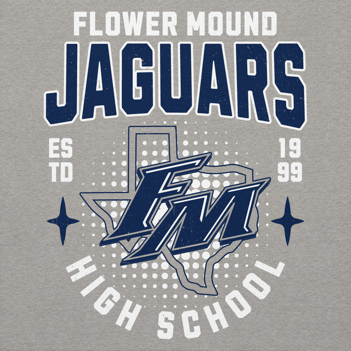 Woman wearing Flower Mound High School Jaguars Navy Blue Premium Hoodie 204