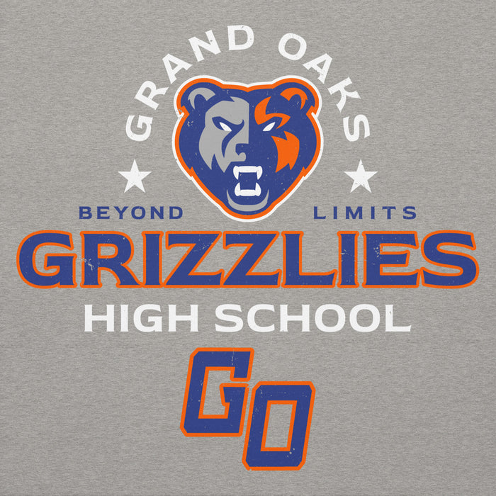 Close-up view of Grand Oaks High School Grizzlies Carbon Grey Premium Unisex Hoodie 222