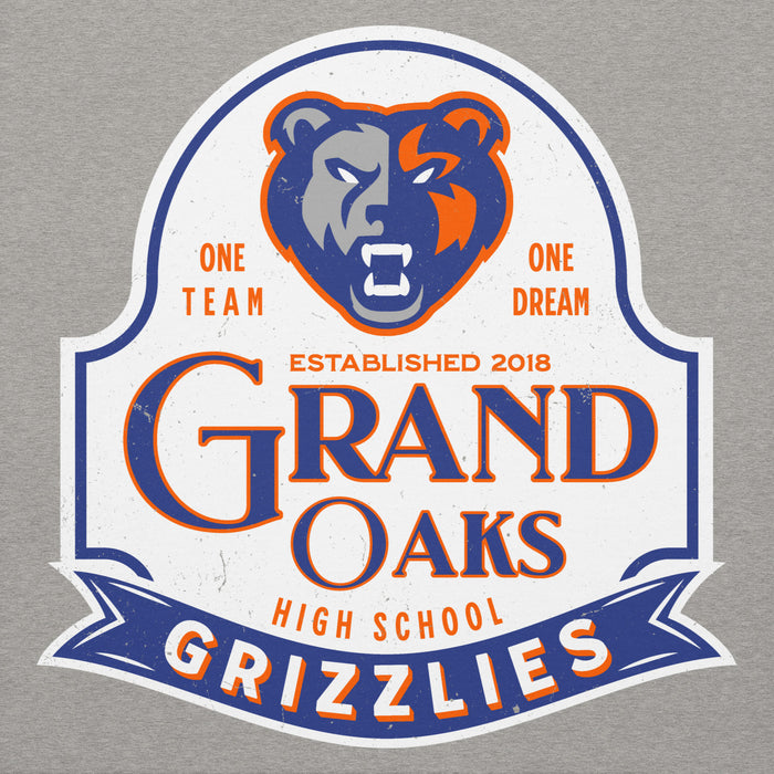 Back view of Grand Oaks High School Grizzlies Carbon Grey Premium Unisex Hoodie 219