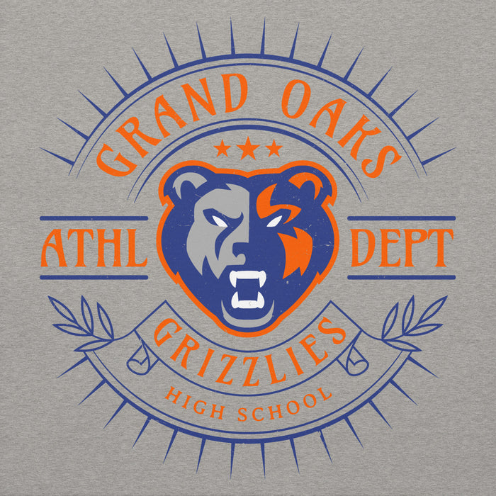 Close-up view of Grand Oaks High School Grizzlies Carbon Grey Premium Unisex Hoodie 201