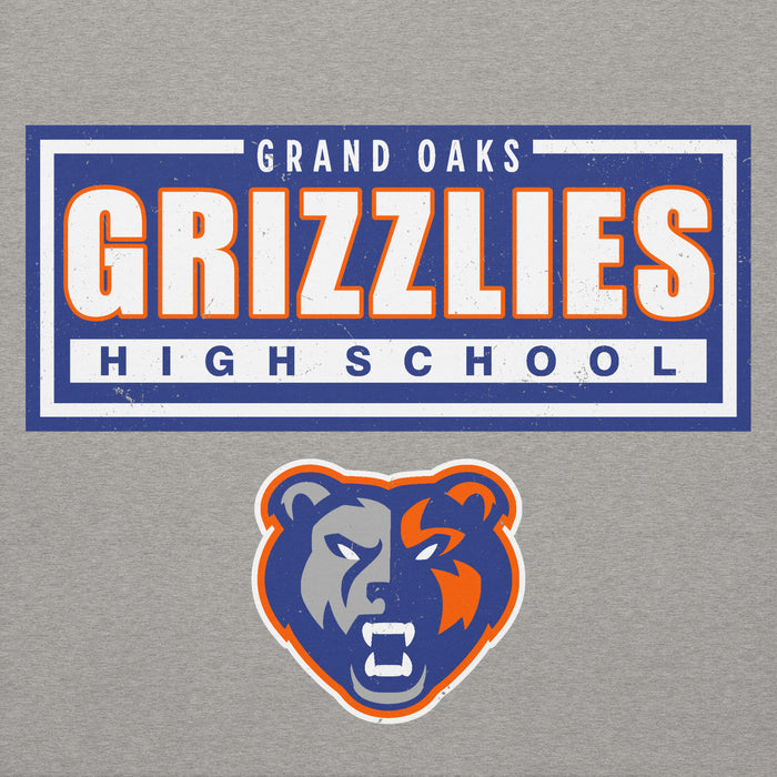 Close-up view of Grand Oaks High School Grizzlies Carbon Grey Premium Unisex Hoodie 049