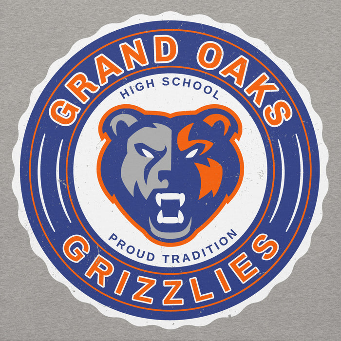 Close-up view of Grand Oaks High School Grizzlies Carbon Grey Premium Unisex Hoodie 216