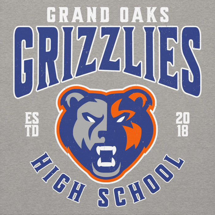 Close-up view of Grand Oaks High School Grizzlies Carbon Grey Premium Unisex Hoodie 213