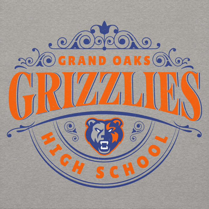 Close-up view of Grand Oaks High School Grizzlies Carbon Grey Premium Unisex Hoodie 211