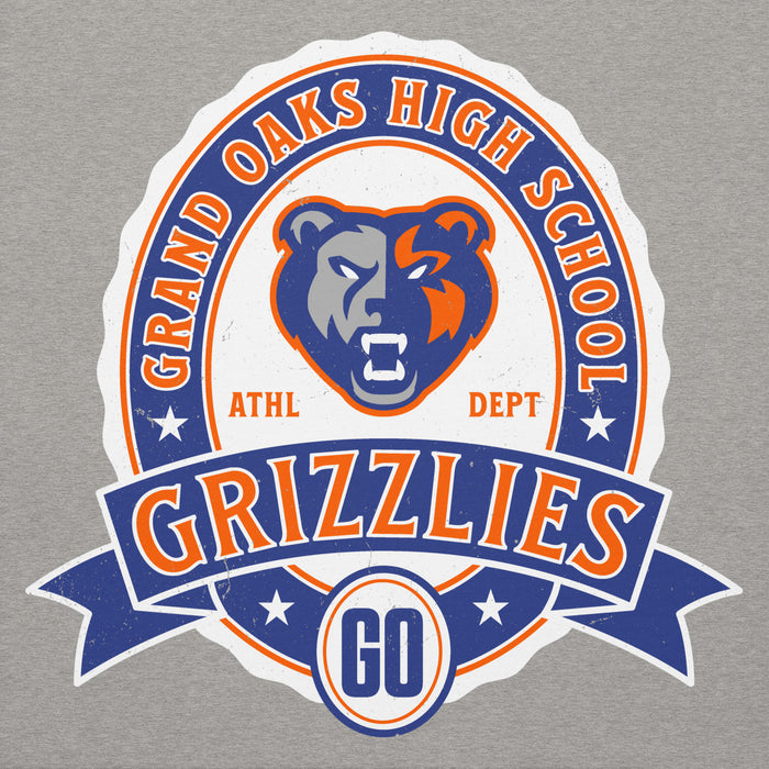 Close-up view of Grand Oaks High School Grizzlies Carbon Grey Premium Unisex Hoodie 212