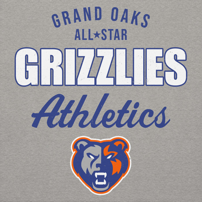 Close-up view of Grand Oaks High School Grizzlies Carbon Grey Premium Unisex Hoodie 034