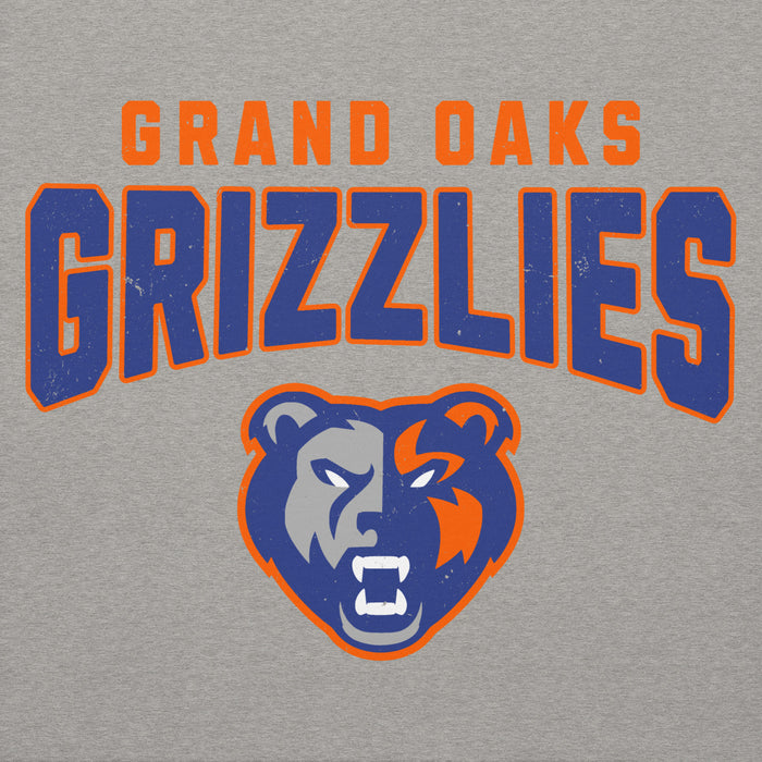 Close-up view of Grand Oaks High School Grizzlies Carbon Grey Premium Unisex Hoodie 034