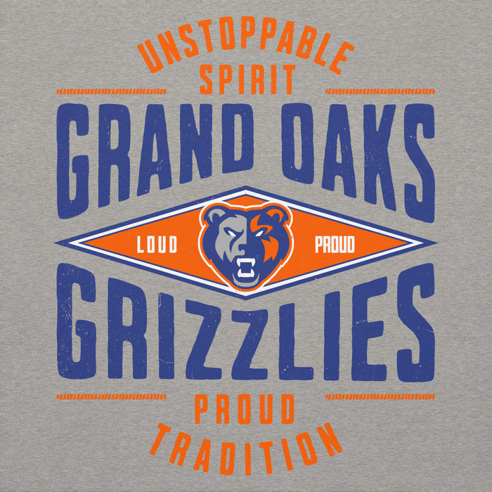 Close-up view of Grand Oaks High School Grizzlies Carbon Grey Premium Unisex Hoodie 210