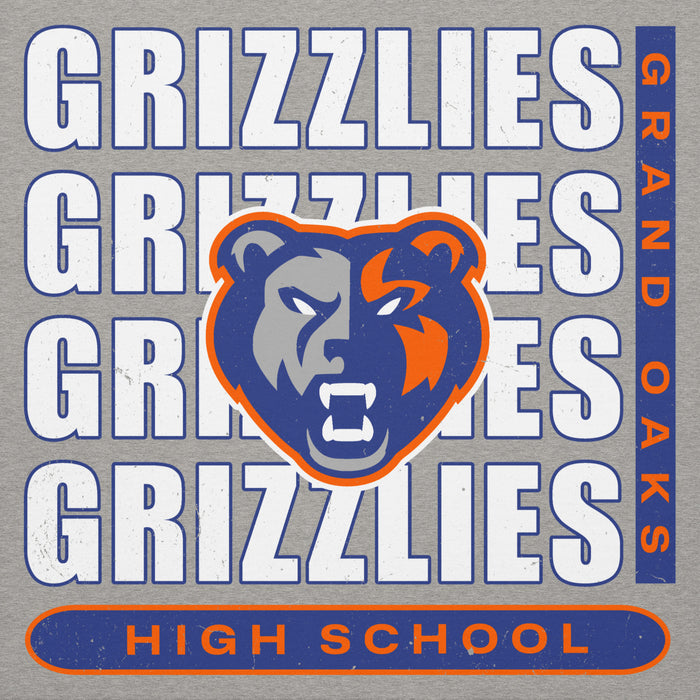 Close-up view of Grand Oaks High School Grizzlies Carbon Grey Premium Unisex Hoodie 235