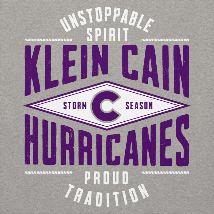 Close-up view of Klein Cain High School Hurricanes Carbon Grey Premium Unisex Hoodie 210