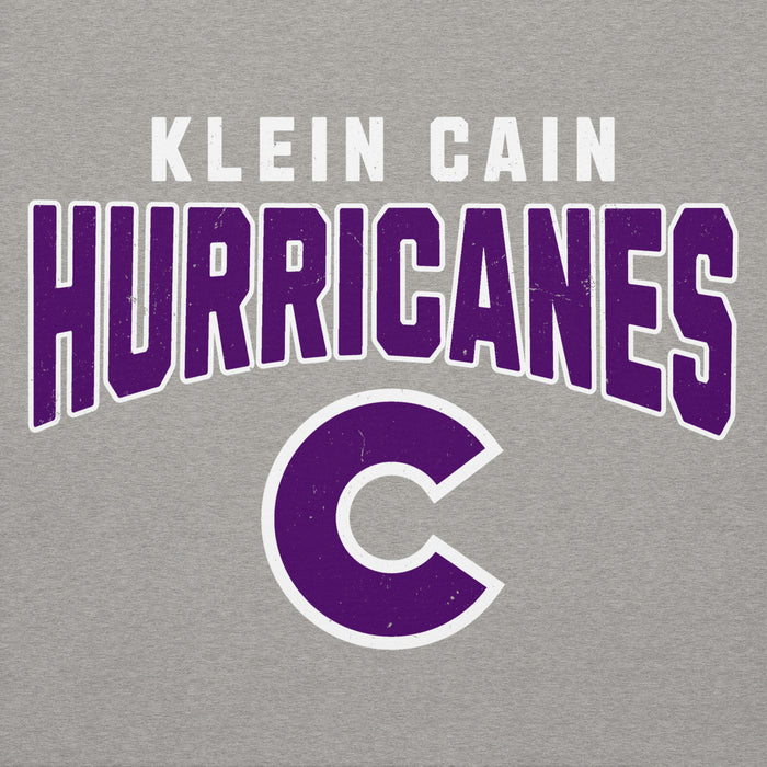 Close-up view of Klein Cain High School Hurricanes Carbon Grey Premium Unisex Hoodie 234