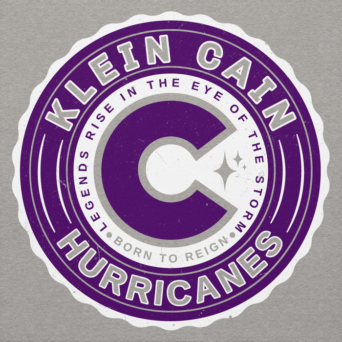 Close-up view of Klein Cain High School Hurricanes Carbon Grey Premium Unisex Hoodie 216