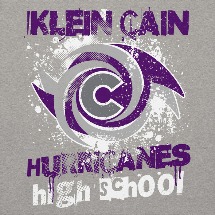 Close-up view of Klein Cain High School Hurricanes Carbon Grey Premium Unisex Hoodie 205