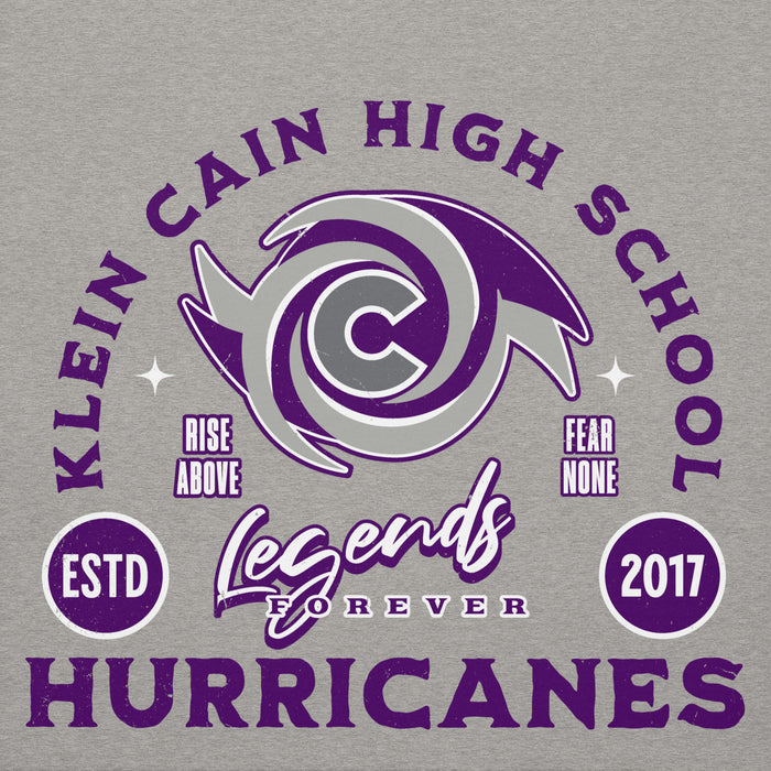 Close-up view of Klein Cain High School Hurricanes Carbon Grey Premium Unisex Hoodie 208