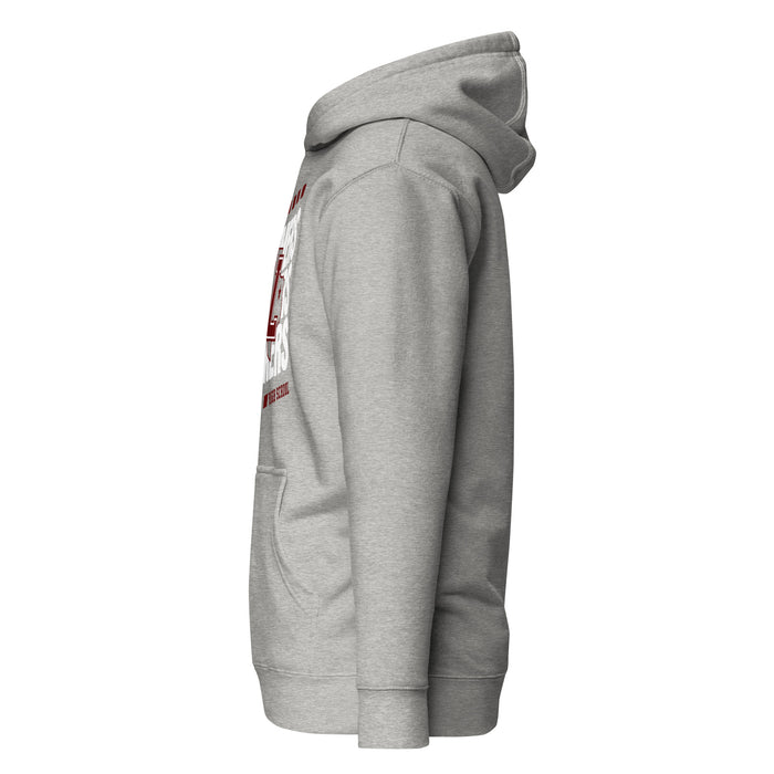 Side view of Lewisville High School Farmers Grey Premium Unisex Hoodie 223
