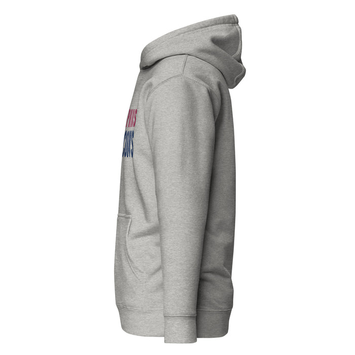 Left side view of Tompkins High School Falcons Grey Premium Unisex Hoodie 017