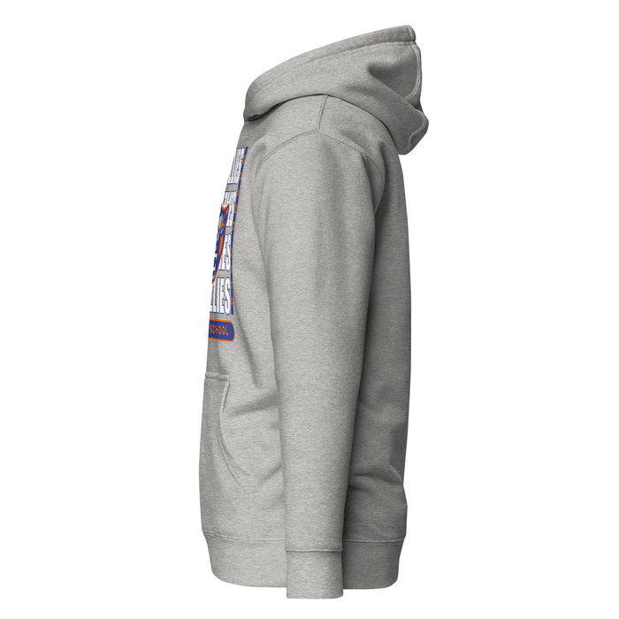Side view of Grand Oaks High School Grizzlies Carbon Grey Premium Unisex Hoodie 235