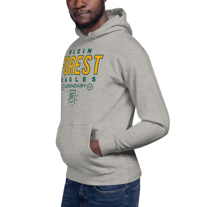 Man wearing a Klein Forest High School Premium Unisex Carbon Grey Hoodie 03