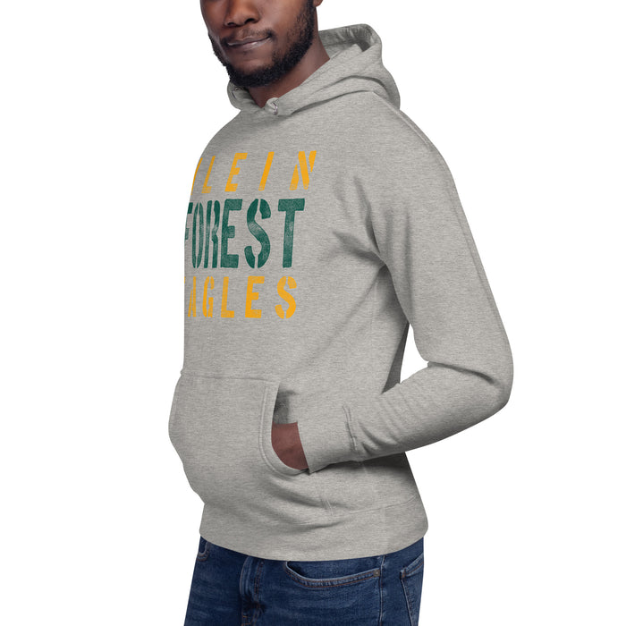 Man wearing a Klein Forest High School Premium Unisex Carbon Grey Hoodie 17