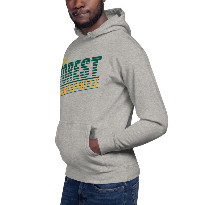 Man wearing a Klein Forest High School Premium Unisex Carbon Grey Hoodie 32