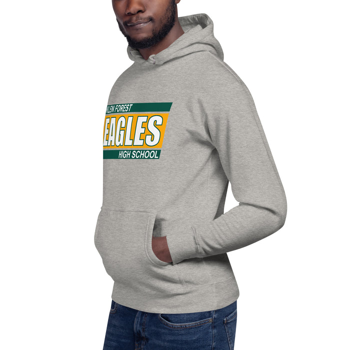 Man wearing a Klein Forest High School Premium Unisex Carbon Grey Hoodie 72