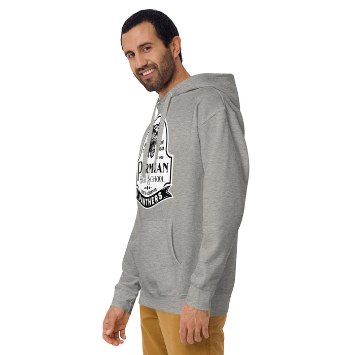 Man wearing Permian High School Panthers Grey Premium Unisex Hoodie 219