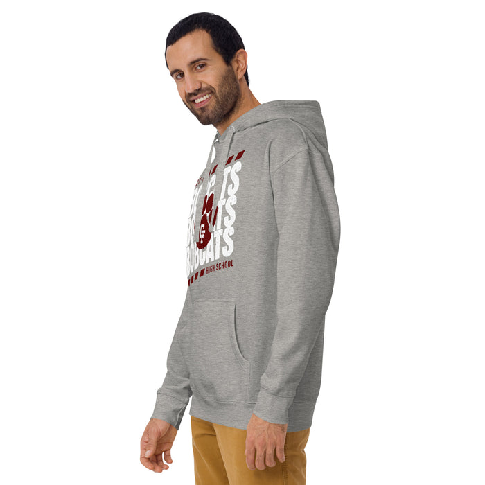 Man wearing Cy-Fair High School Bobcats Carbon Grey Premium Unisex Hoodie 223