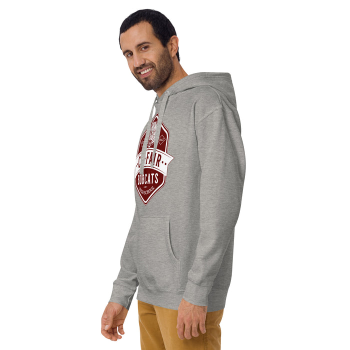 Man wearing Cy-Fair High School Bobcats Carbon Grey Premium Unisex Hoodie 209