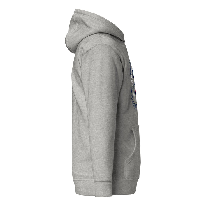 Right side view of Tompkins High School Falcons Grey Premium Unisex Hoodie 227