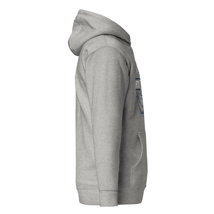 Right side view of Tompkins High School Falcons Grey Premium Unisex Hoodie 201