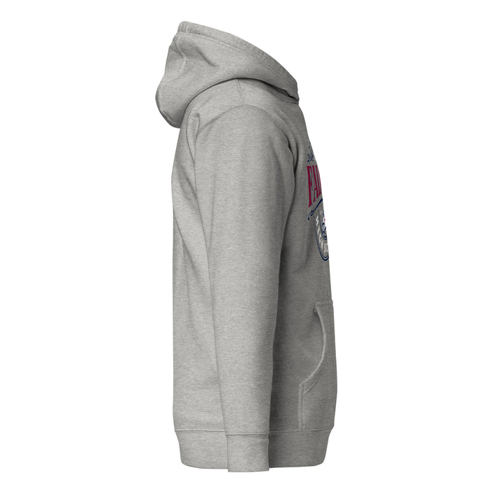 Right side view of Tompkins High School Falcons Grey Premium Unisex Hoodie 211