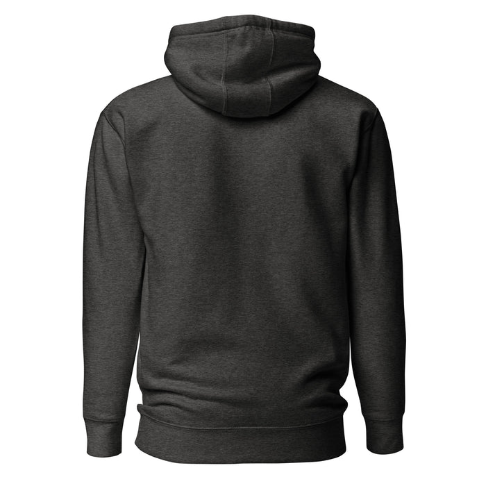 Back view of Tompkins High School Falcons Dark Grey Premium Unisex Hoodie 213