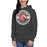 Woman wearing North Shore High School Mustangs Dark Grey Premium Unisex Hoodie 203