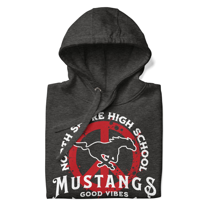 Neatly folded North Shore High School Mustangs Dark Grey Premium Unisex Hoodie 206