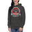 Woman wearing North Shore High School Mustangs Dark Grey Premium Unisex Hoodie 206